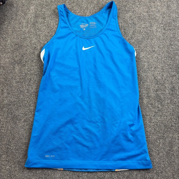NIKE Women Nike Pro Combat Dri-Fit Fitted Racerback Athletic Tank Top Blue Small - Picture 1 of 6